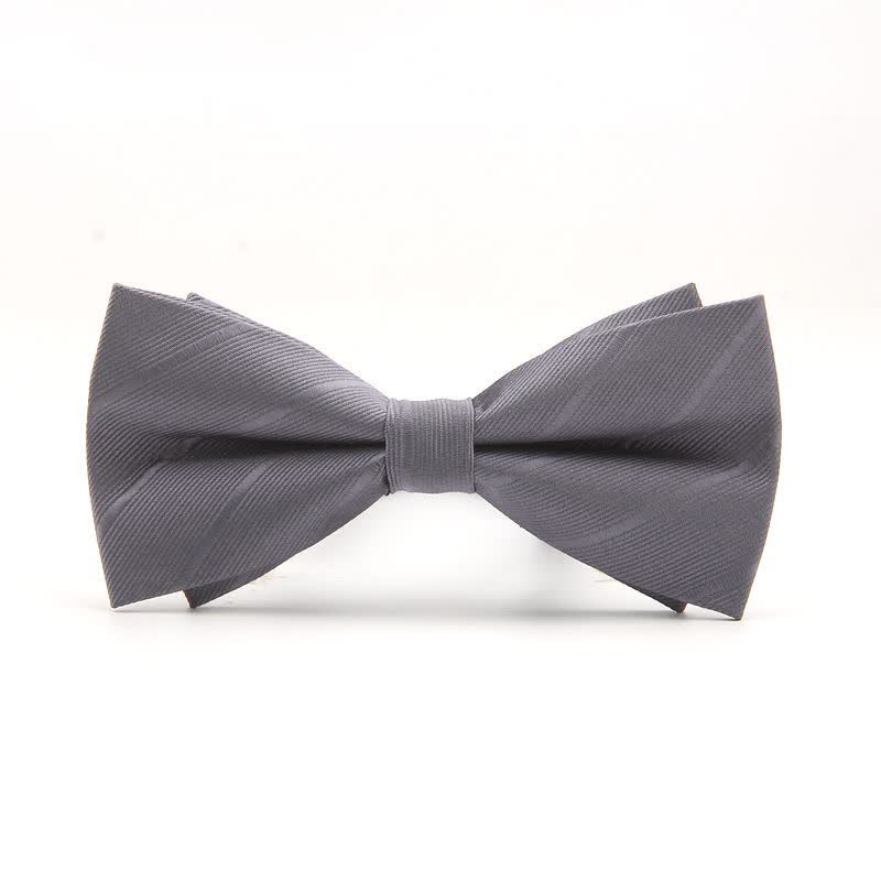Men's Double-layer Plain Striped Bow Tie - Gray - image 0