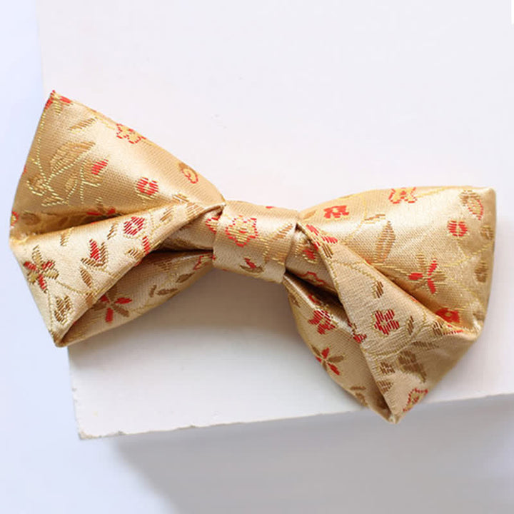 Men's lustrous Yellow & Red Flowers Bow Tie - Twist - image 4