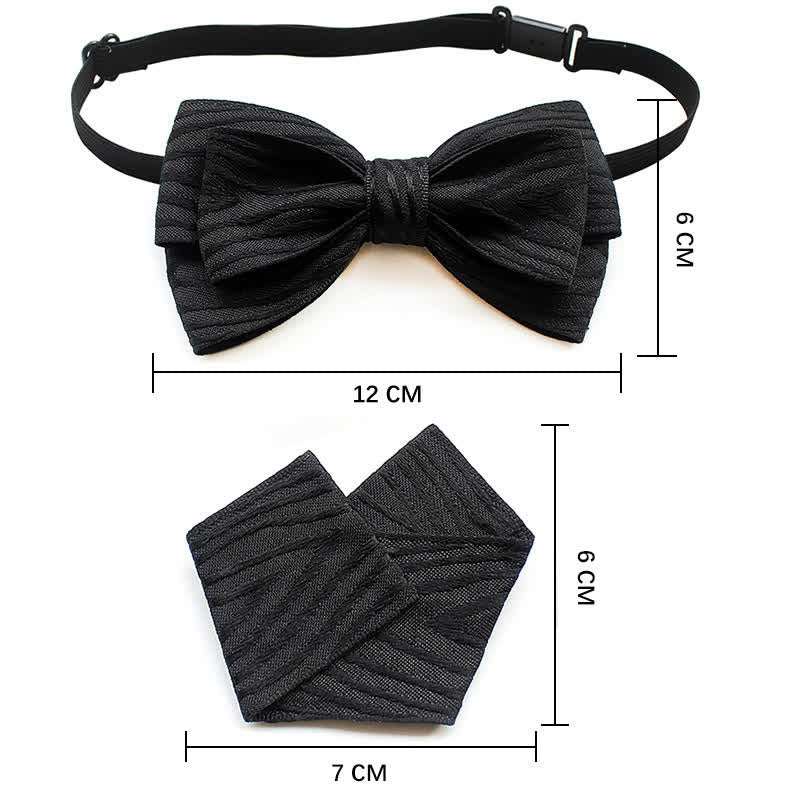 2Pcs Men's Pleated Striped Bow Tie Set - image 12