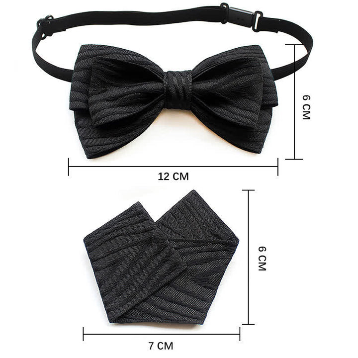 2Pcs Men's Pleated Striped Bow Tie Set - image 12