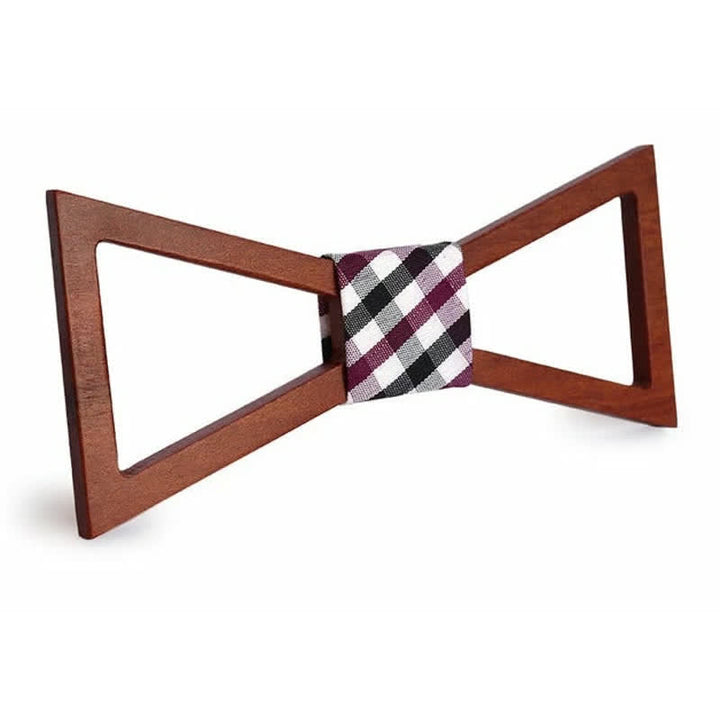 Men's Classic Framed Wooden Bow Tie - Purple Plaid - image 9