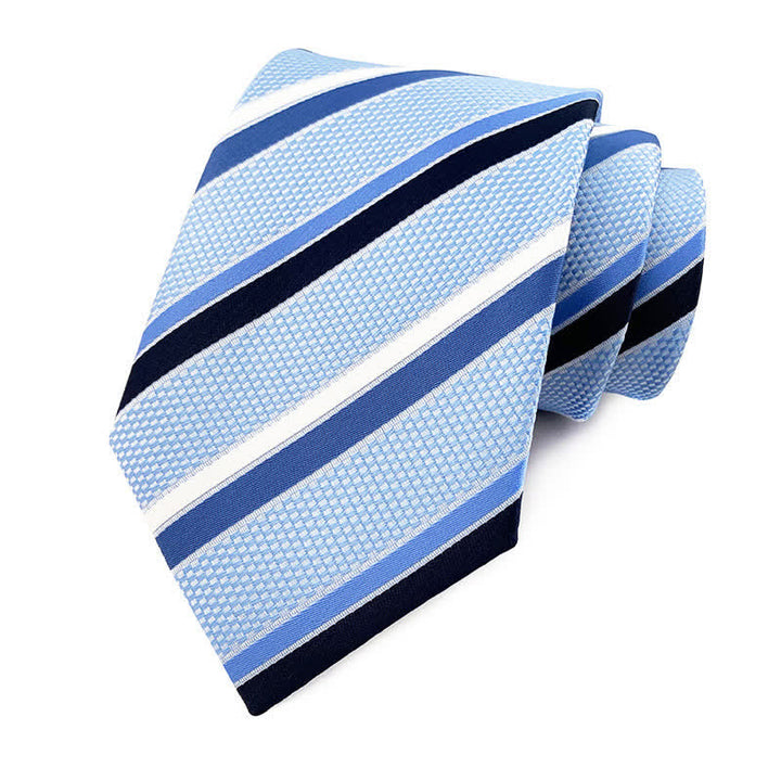 Men's Preppy Urban Striped Necktie - Blue & Black - image 8