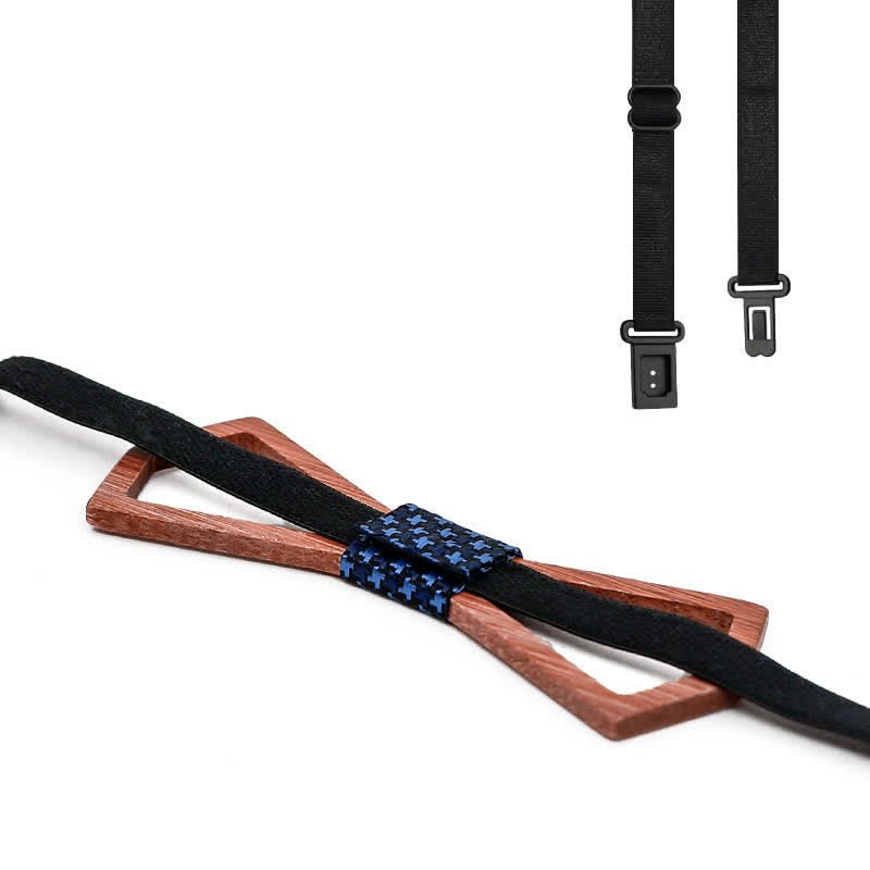 3Pcs Men's Hollow Carved Design Wooden Bow Tie Set - image 3