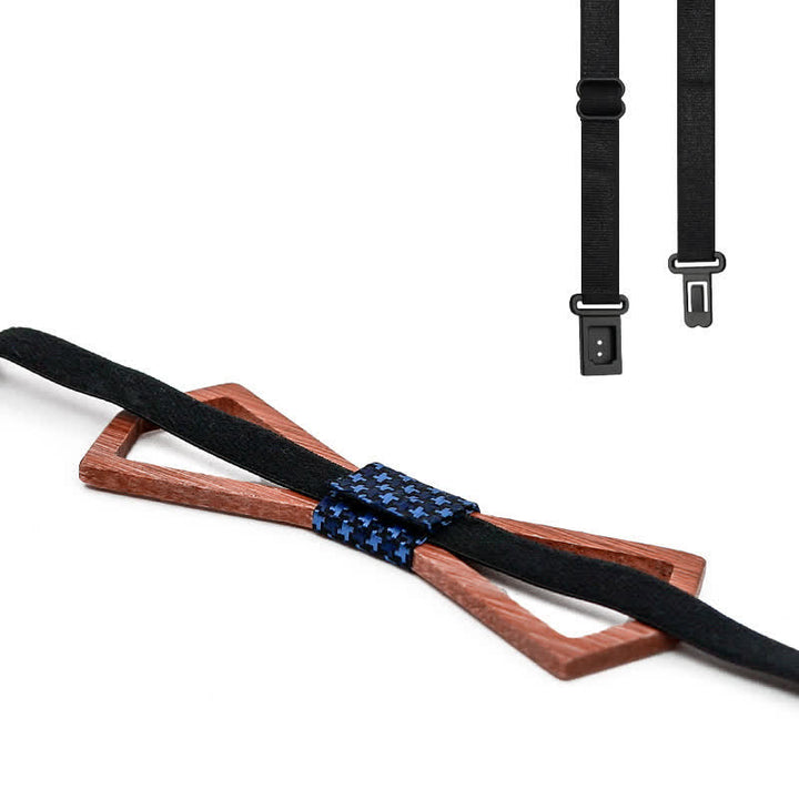 3Pcs Men's Hollow Carved Design Wooden Bow Tie Set - image 3