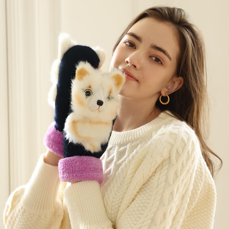 Women's Cute Animal Furry Mittens Gloves - image 3