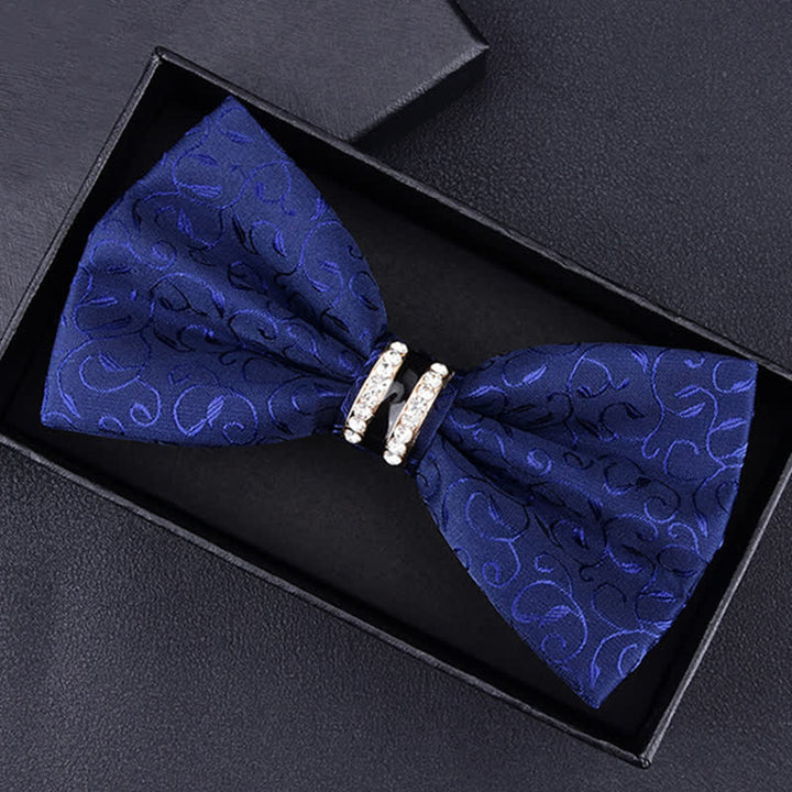 Men's Floral Paisley Striped Rhinestone Bow Tie - Blue Vine - image 17