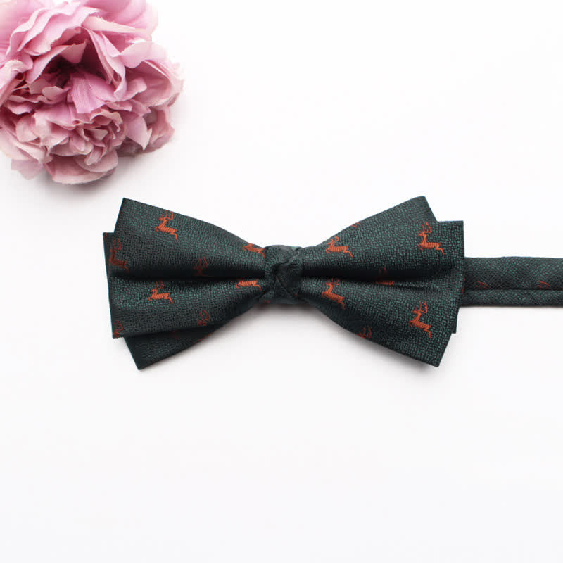 Men's Geometrical Business Office Bow Tie - Green Deer - image 20