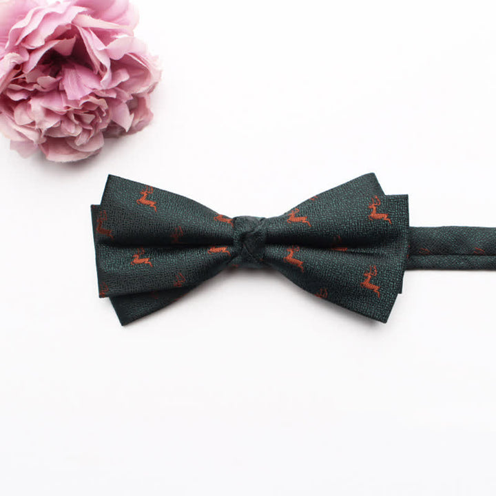 Men's Geometrical Business Office Bow Tie - Green Deer - image 20