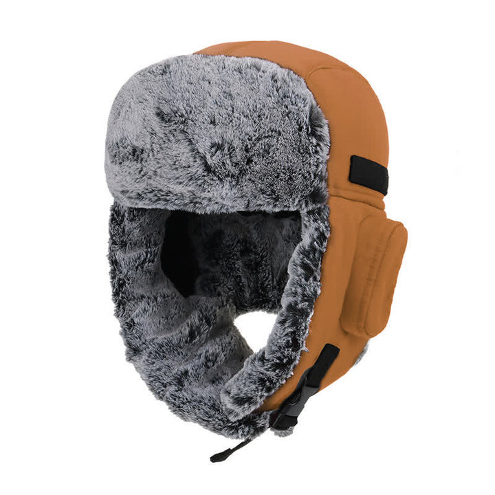 Unisex Outdooor Aviator Cap Faux Fur Trapper Hat Set - Caramel - Adjustable (22 7/8"-23 5/8") - image 16