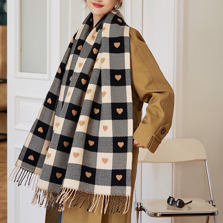 Women's Winter Cape Love Checkerboard Scarf - image 6