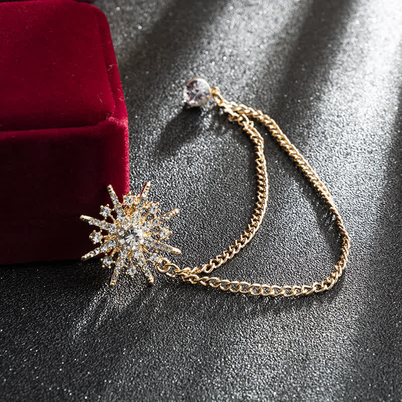Men's Glittering Octagon Star Tassel Brooch - image 4
