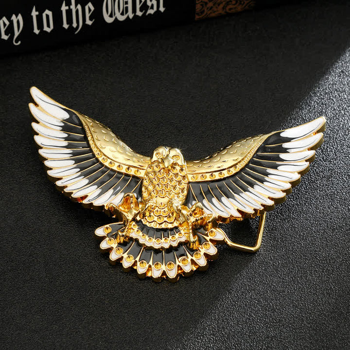 Men's DIY Golden Eagle Spread Wings Buckle Leather Belt - Eagle - Without Belt - image 0