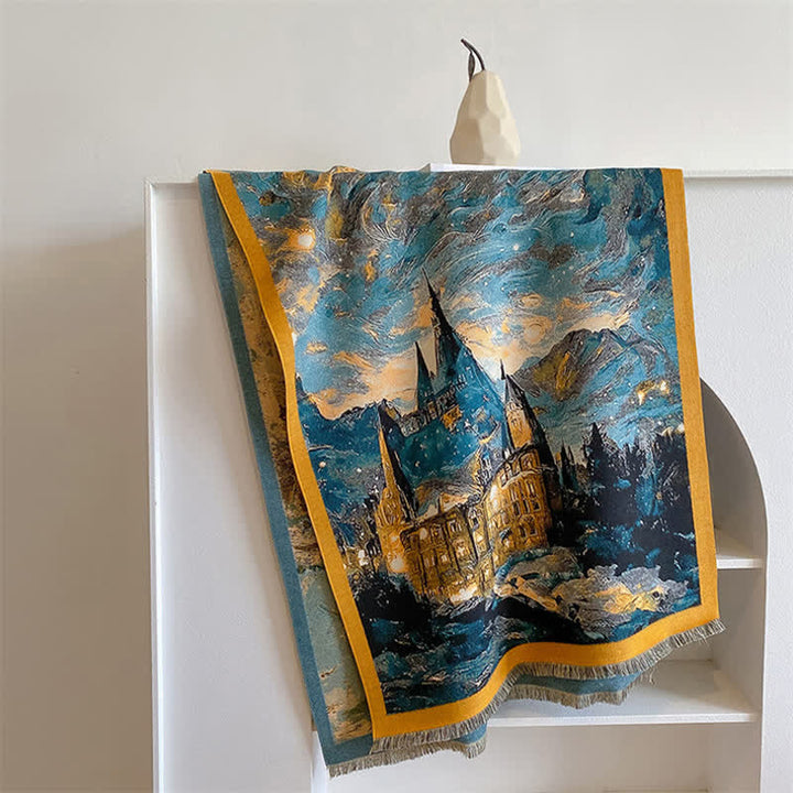 Women's Magnificent Scene Oil Painting Thickened Scarf - Castle - image 6