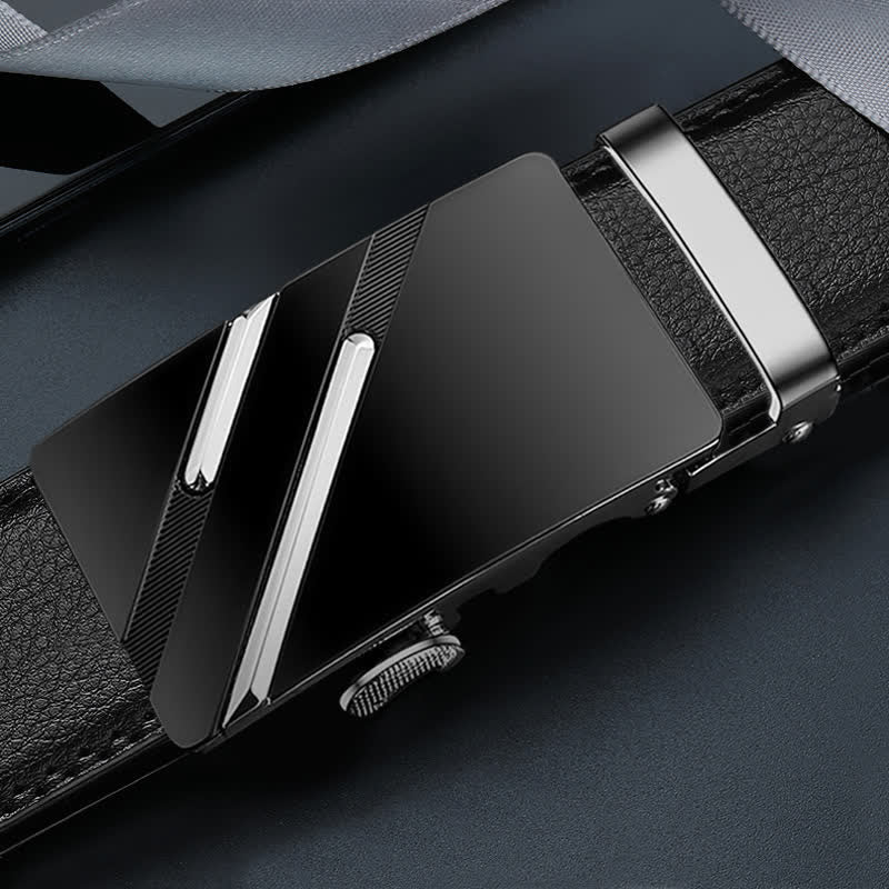 Men's Luxury Embossed Automatic Buckle Leather Belt - image 3