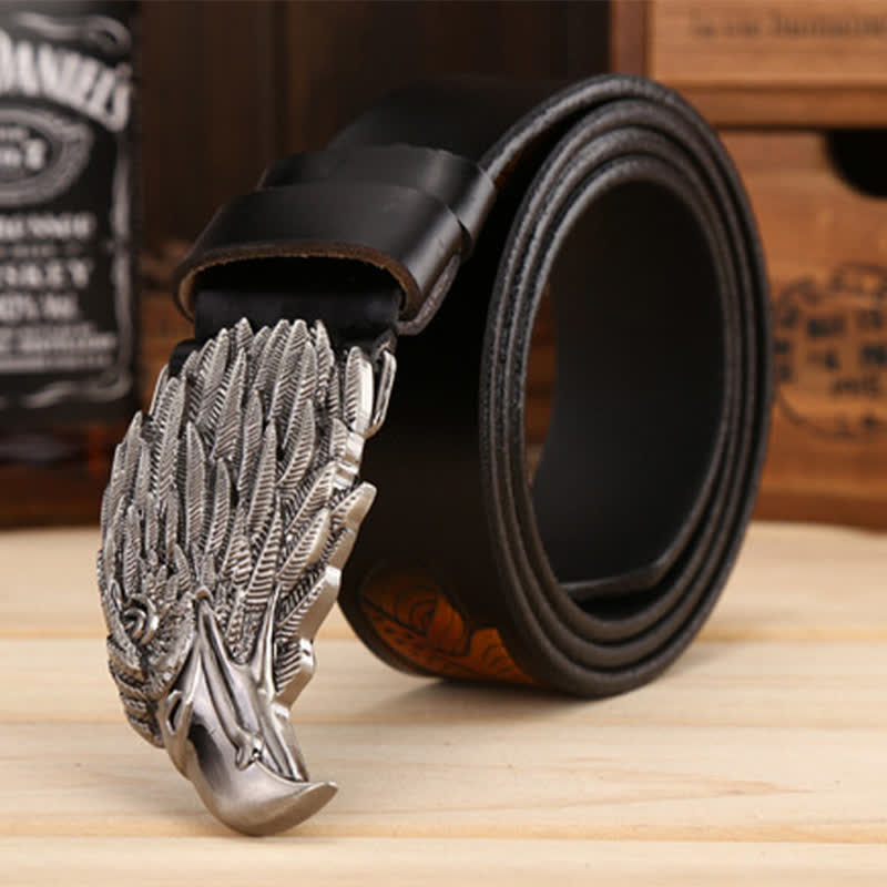 Men's Sharp Eyes 3D Vulture Head Eagle Buckle Leather Belt - image 12