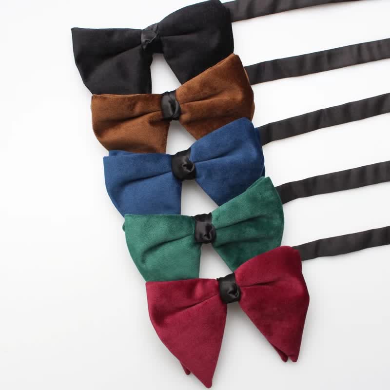 Men's Solid Color Velvet Oversized Pointed Bow Tie - image 14