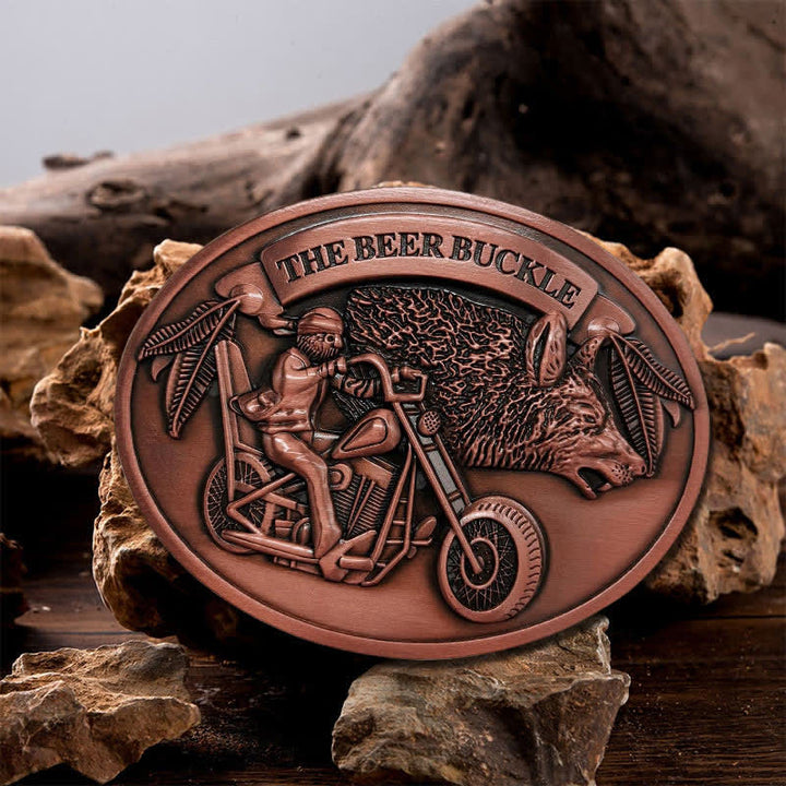 Men's DIY Motorcycle Creative Beer Holder Buckle Leather Belt - Copper - Without Belt - image 6