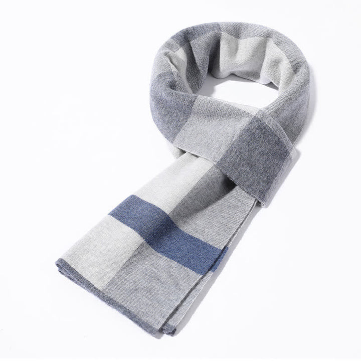 Men's Leisure Business Plaid Pure Wool Scarf - Gray - image 10