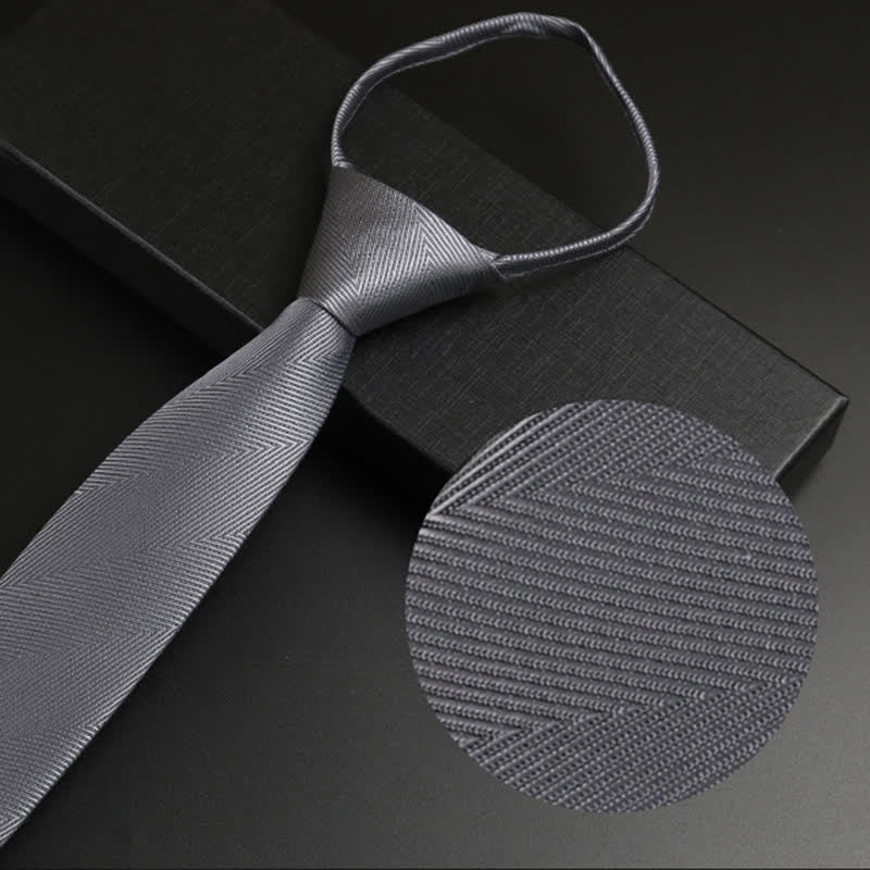 Men's Black-Gray Zipper Tie Classic Necktie - Gray - image 3