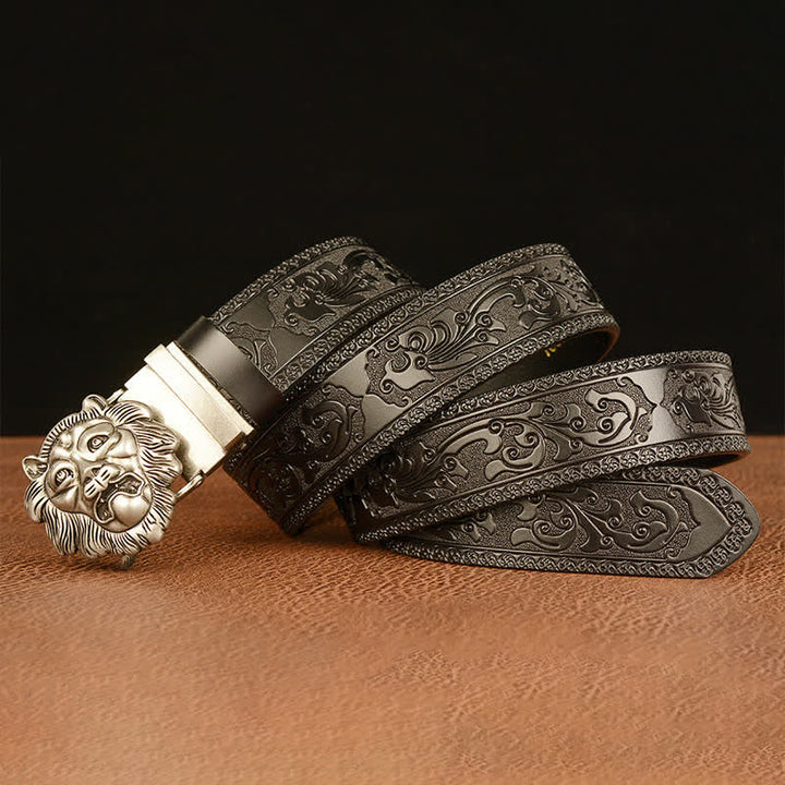 Men's 3D Sculpture Lion Head Leather Belt - image 17