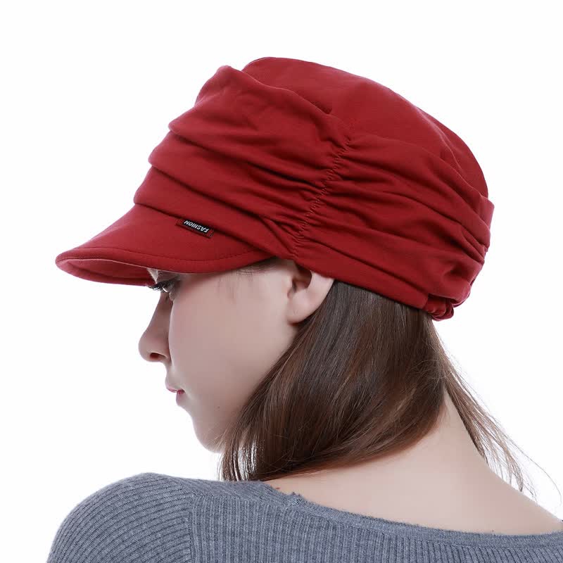 Women's Soft-Brimmed Hat Pleated Baseball Cap - Red - Adjustable (Approx. 21 5/8"-23 5/8") - image 6