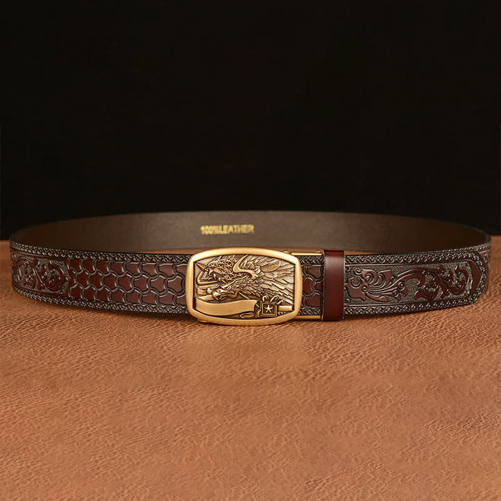 Men's American Flag Hawk Eagle Leather Belt - image 3