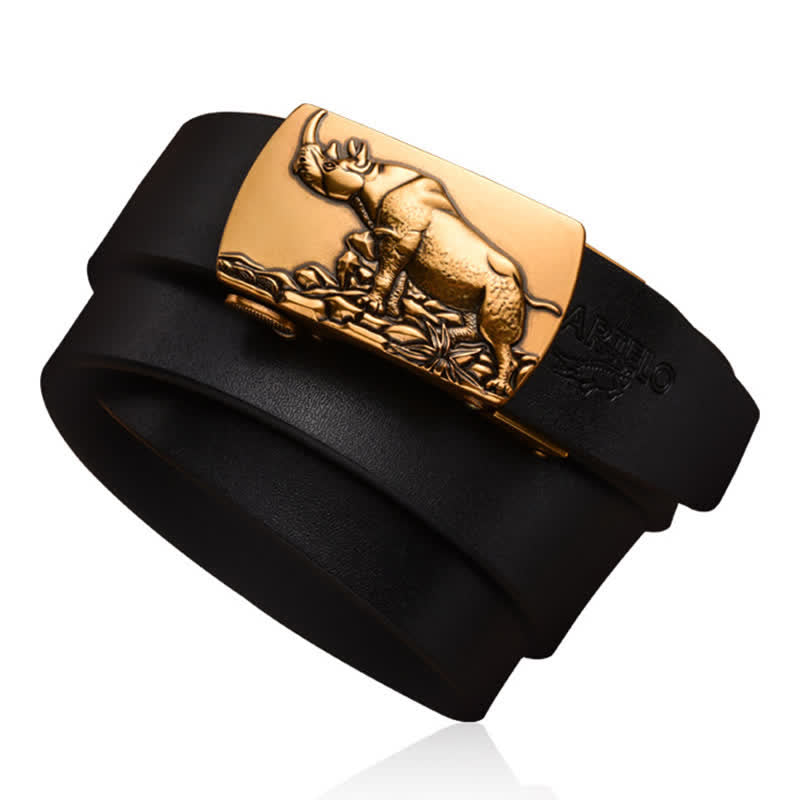 Men's Standing Rhino Business Automatic Buckle Leather Belt - image 5