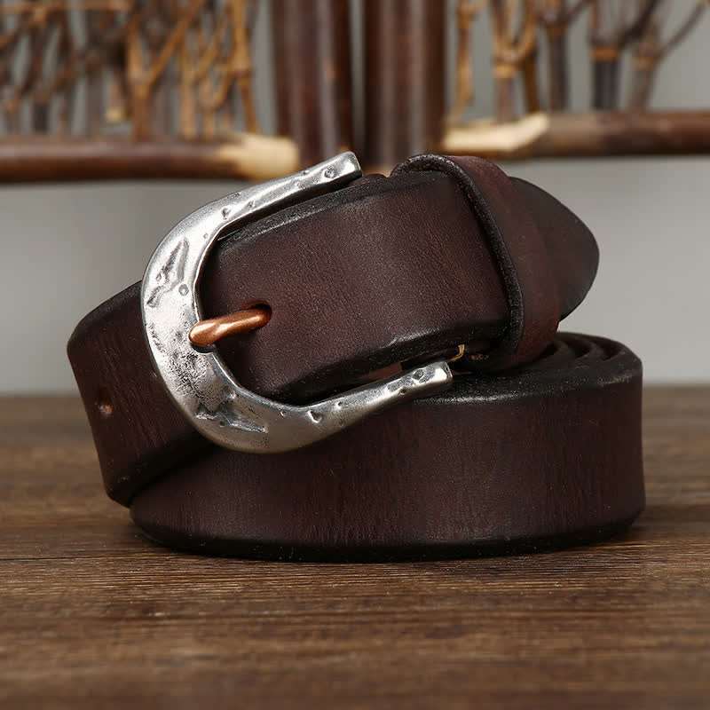 Men's Classic Vintage Carved Buckle Leather Belt - image 6