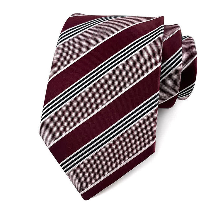 Men's Traditional Repp Striped Office Necktie - Shade of Burgundy - image 12