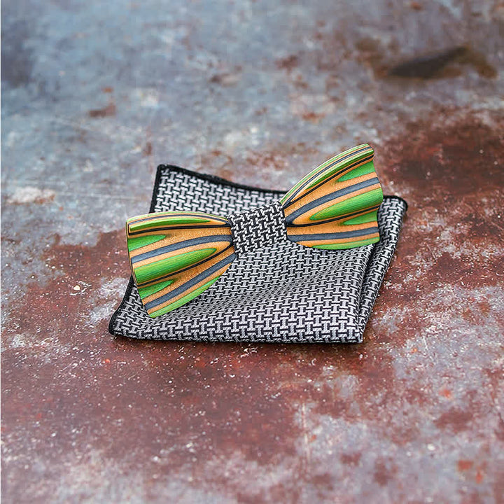 2Pcs Men's Dazzling Laser Engraving Wooden Bow Tie Set - image 4