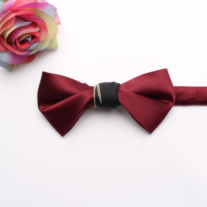Men's Classic Glossy Solid Colored Bow Tie - Red - image 7
