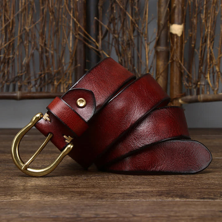 Men's Trend Worn-out Wrinkled Leather Belt - image 12