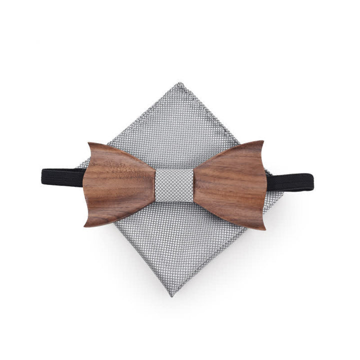 3Pcs Men's Small Checkered Wooden Bow Tie Set - image 4