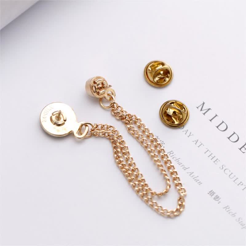 Men's Vintage Badge Clock Chain Brooch - image 4