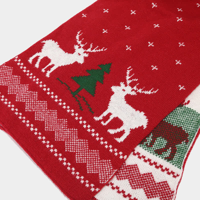 3Pcs Women's Reindeer Tree Jacquard Hat Scarf Gloves Set - image 5
