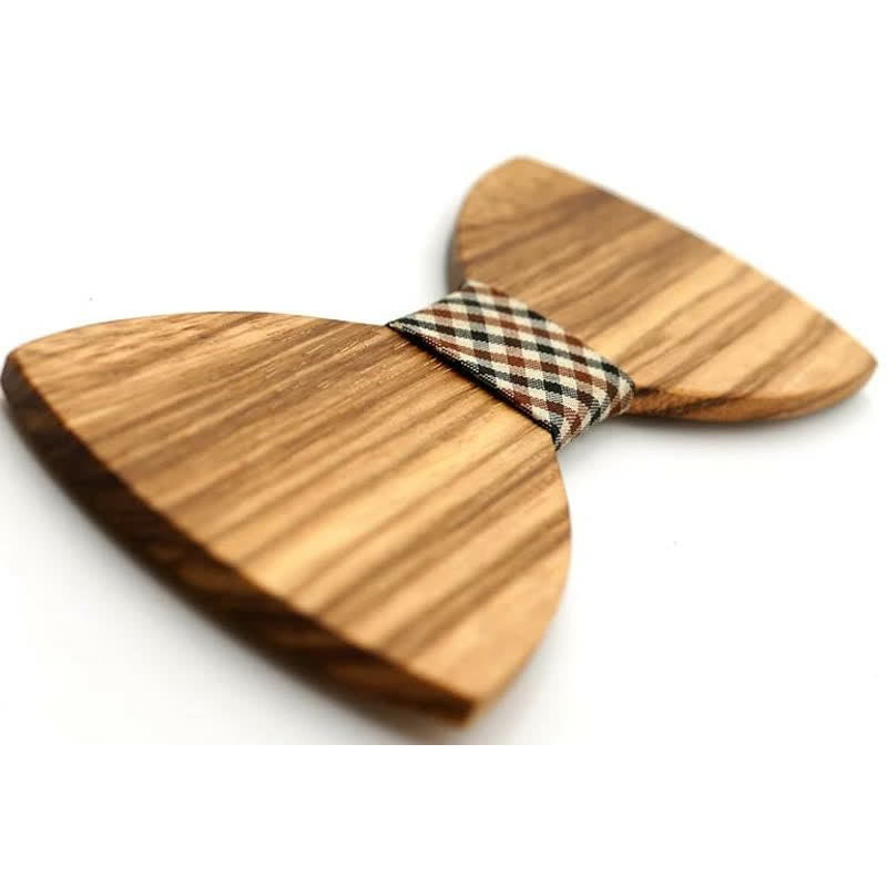 Men's Natural Wood Grain Wooden Bow Tie - image 4