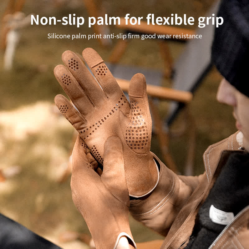 Suede Thermal Velvet Split Finger Gloves - image 4