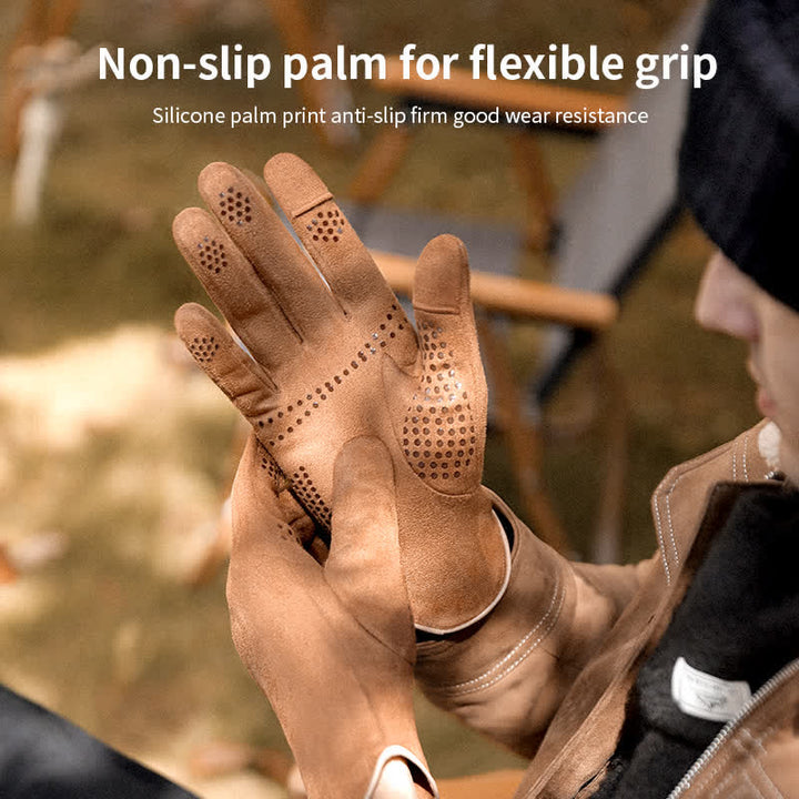 Suede Thermal Velvet Split Finger Gloves - image 4