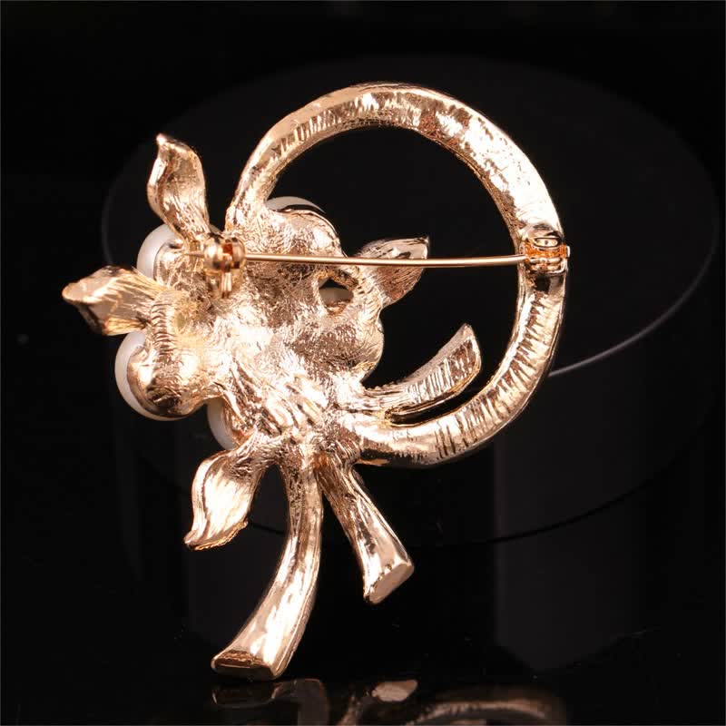 Women's Garland Pearl Rhinestones Brooch - image 4