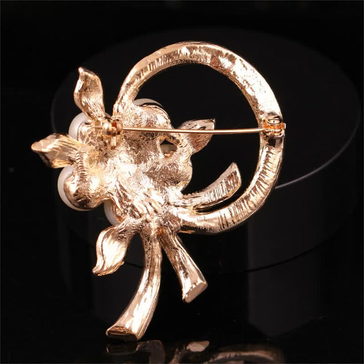 Women's Garland Pearl Rhinestones Brooch - image 4