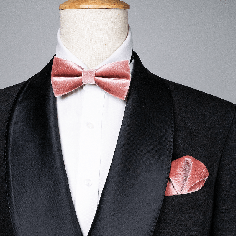 Men's Dusty Pink Solid Color Velvet Bow Tie - image 0