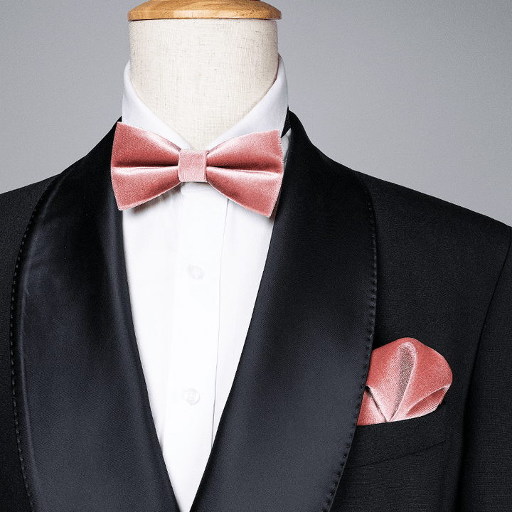 Men's Dusty Pink Solid Color Velvet Bow Tie - image 0