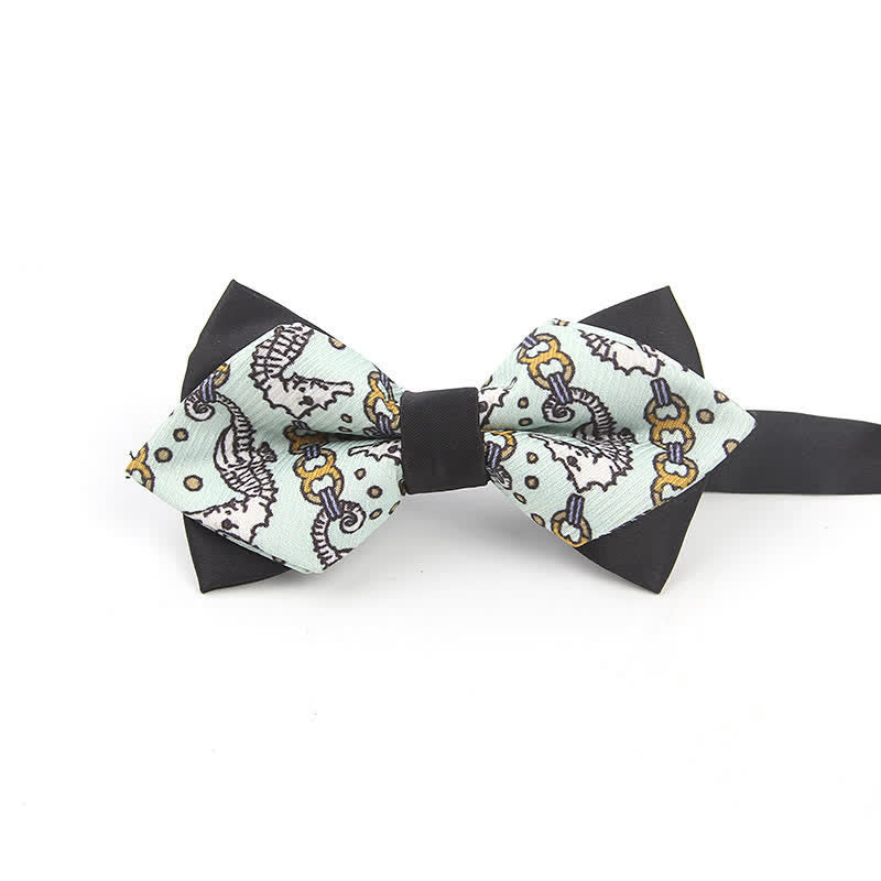 Men's Cartoon Sea Horse Pointy Bow Tie - Pale Blue - image 6