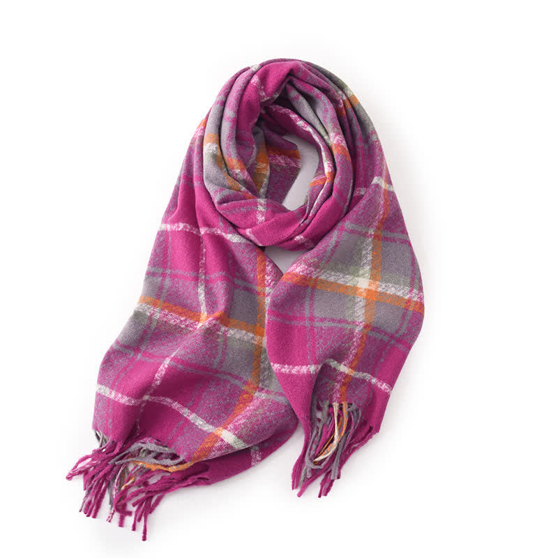 Women's Daily Knit Woven Tartan Checker Scarf - Purple - image 14