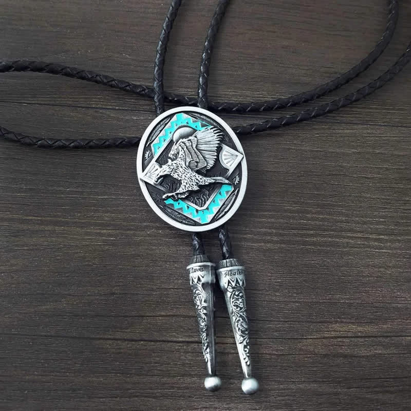 Native Western Vintage Tribal Flying Eagle Bolo Tie - image 1
