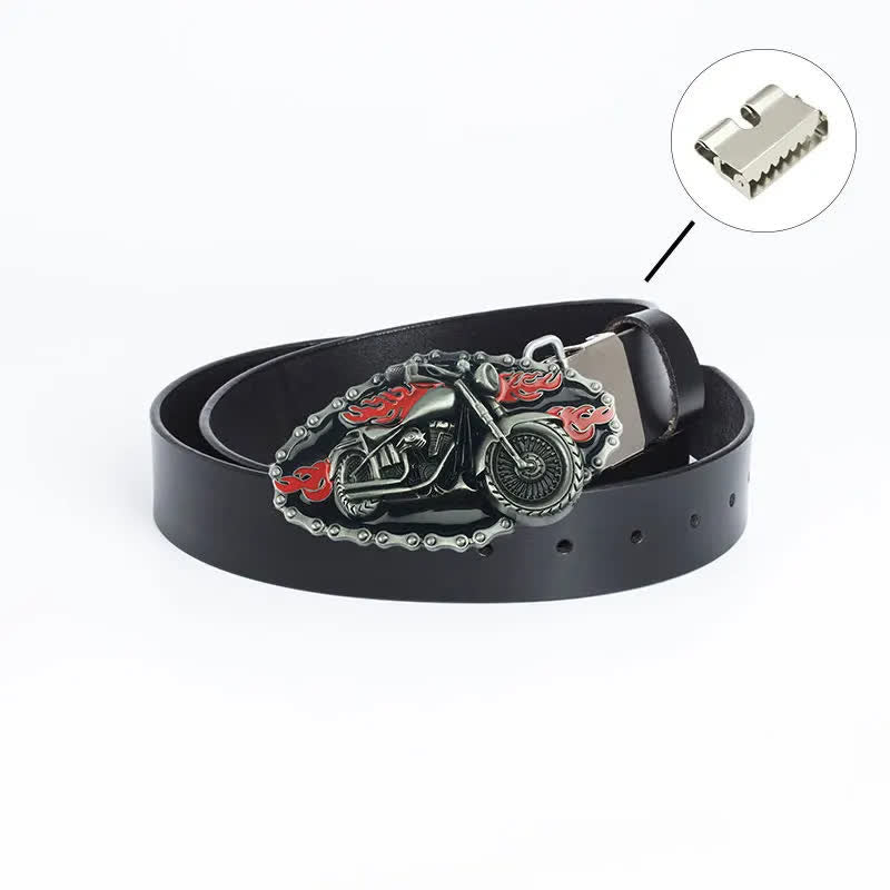 Men's Punk Locomotive Motorcycle Leather Belt - Iron Linker - Black / Black - 46 - image 22