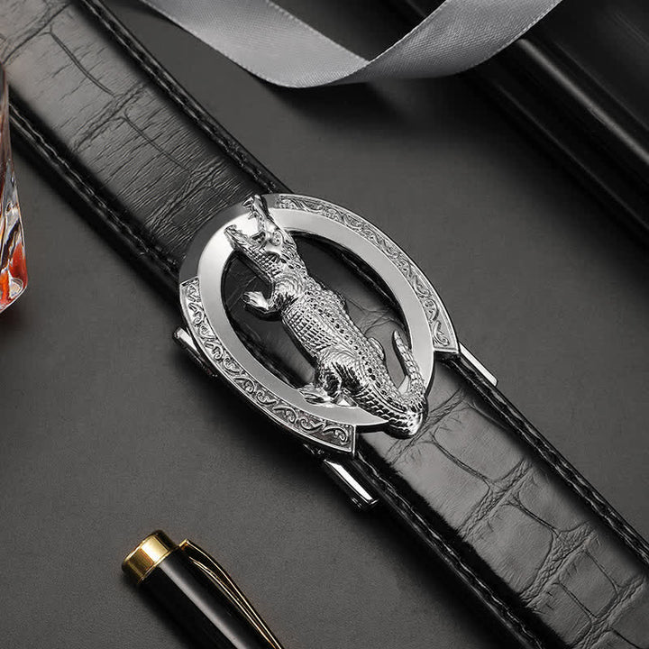 Men's Alligator Automatic Buckle Crocodile Print Leather Belt - image 2