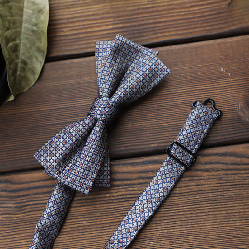 Men's British Striped Floral Bow Tie - Gray Geometry - image 25