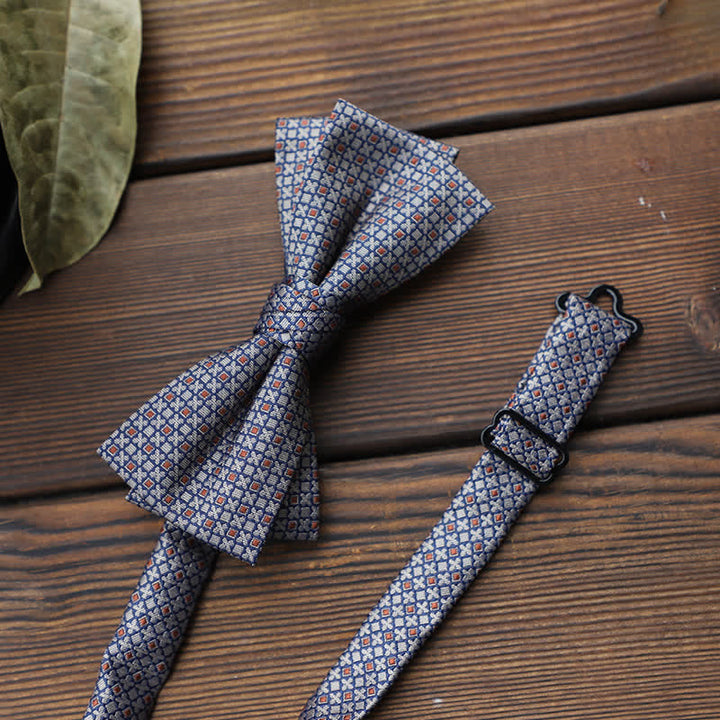Men's British Striped Floral Bow Tie - Gray Geometry - image 25