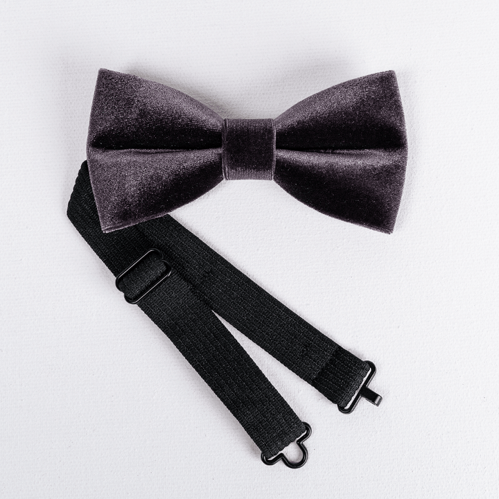 Men's Dark Purple Solid Color Velvet Bow Tie - image 5